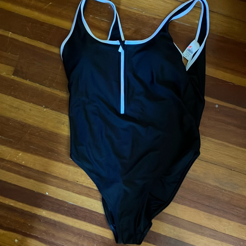 Black Women's Swimsuit with White Trim
